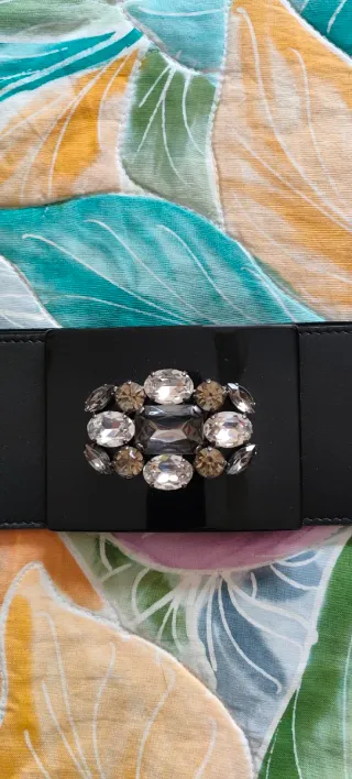 Cintura gioiello nera elasticizzata