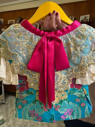 Traje Fallera Niña Azul y Dorado