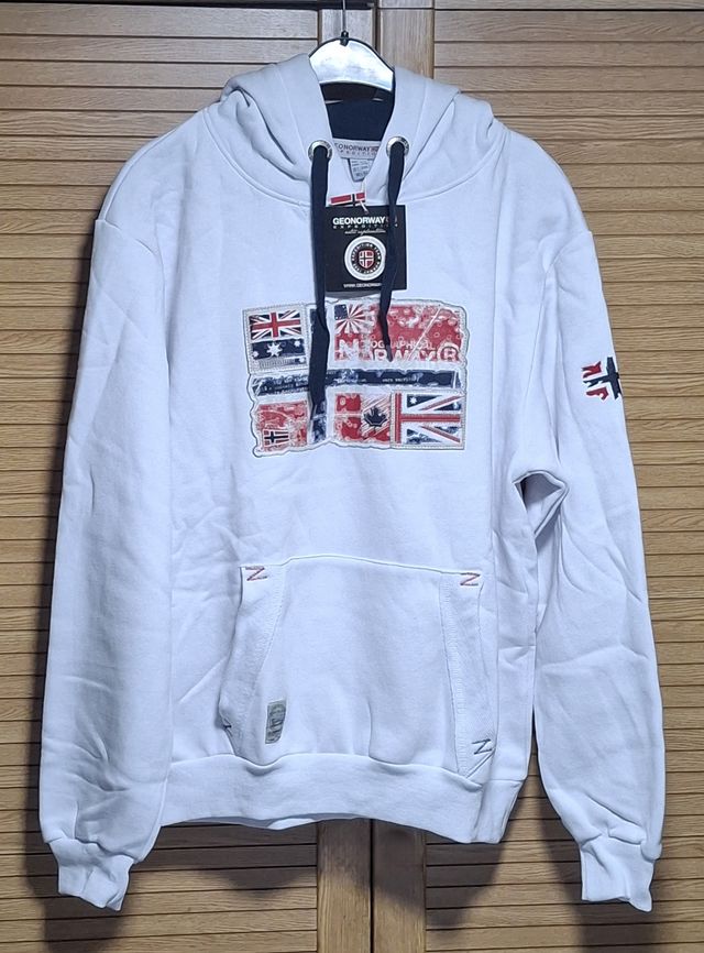 Sudadera Geographical Norway Blanca Estampada