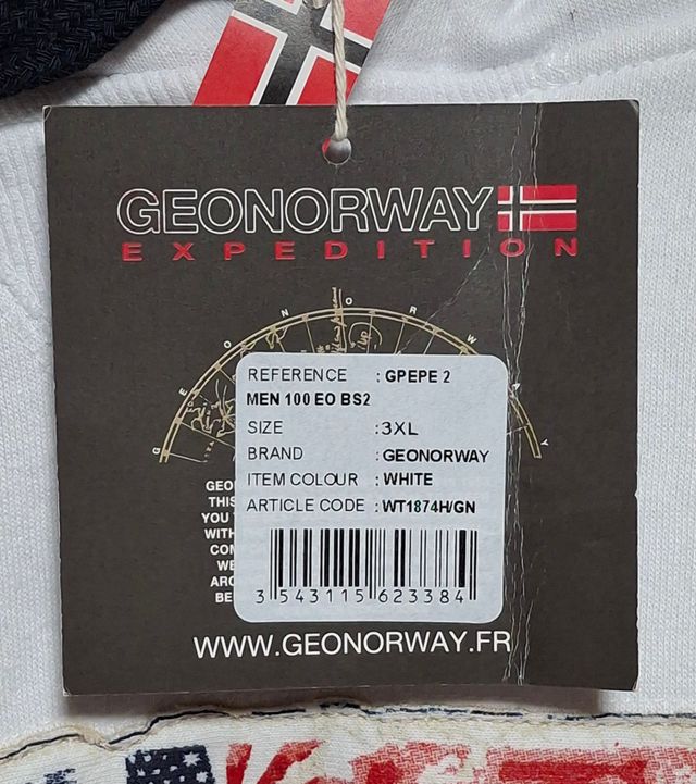 Sudadera Geographical Norway Blanca Estampada