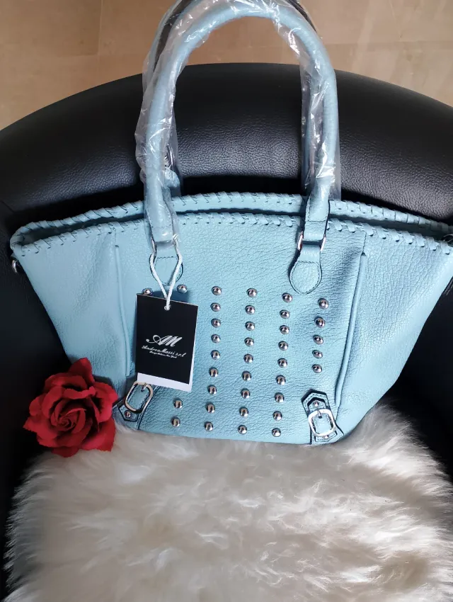 Bolso Andrea Massi Azul y Plateado