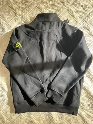 Sudadera Stone Island Negra Media Cremallera