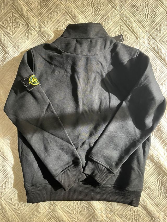 Sudadera Stone Island Negra Media Cremallera