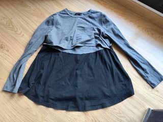 Camiseta premamá y lactancia gris/negra