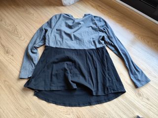 Camiseta premamá y lactancia gris/negra