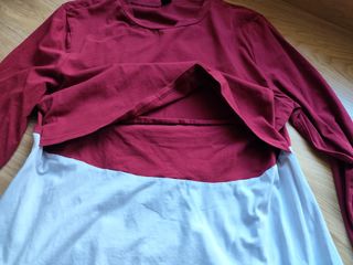 Camiseta premamá y lactancia roja/blanca