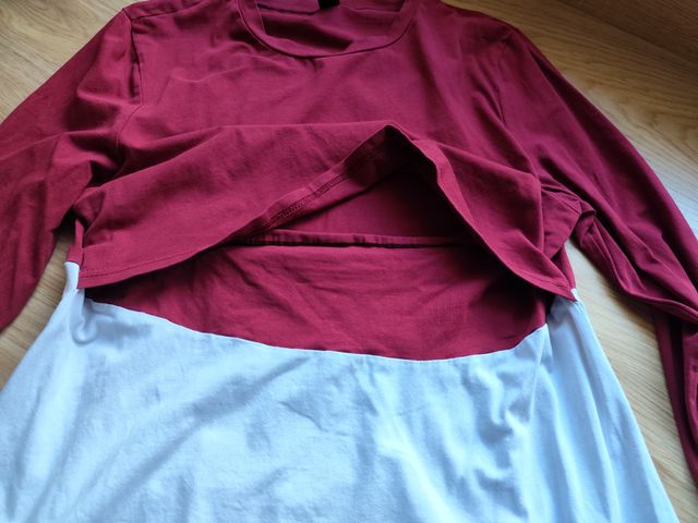 Camiseta premamá y lactancia roja/blanca