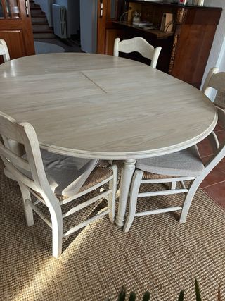 Mesa de comedor de roble extensible