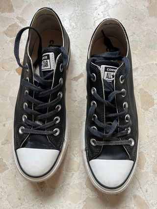 Converse Piel Negra Doble Suela Talla 38