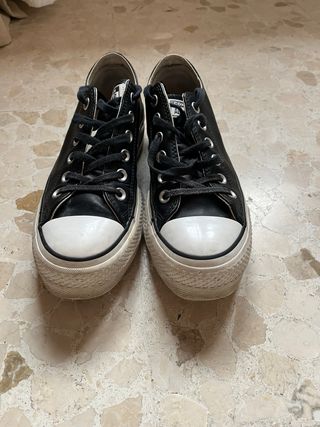 Converse Piel Negra Doble Suela Talla 38