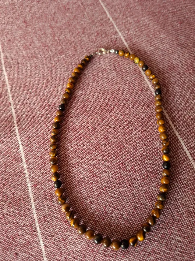 Collana perle occhio di tigre naturali