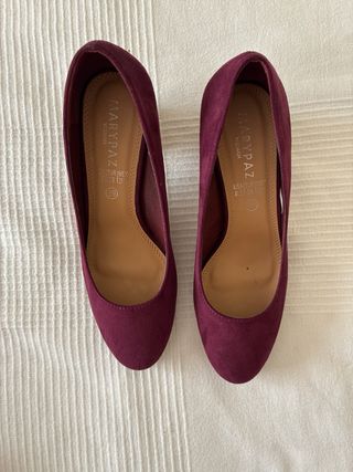 Zapatos Paz tacón ancho vino talla 39