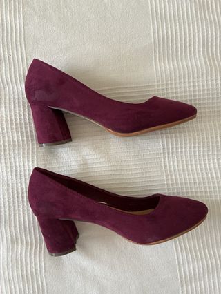 Zapatos Paz tacón ancho vino talla 39