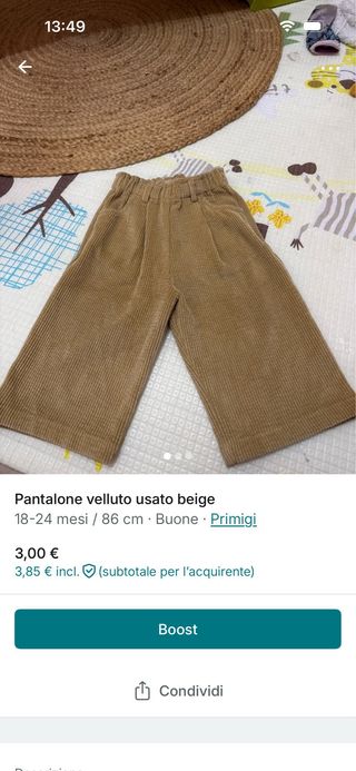 Pantaloni velluto beige Primigi 18-24 mesi