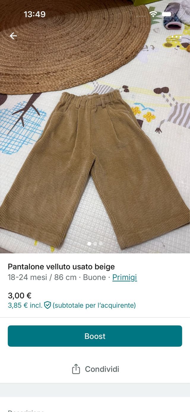 Pantaloni velluto beige Primigi 18-24 mesi