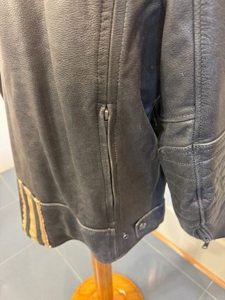 Cazadora Harley Davidson Cuero Negra y Beige