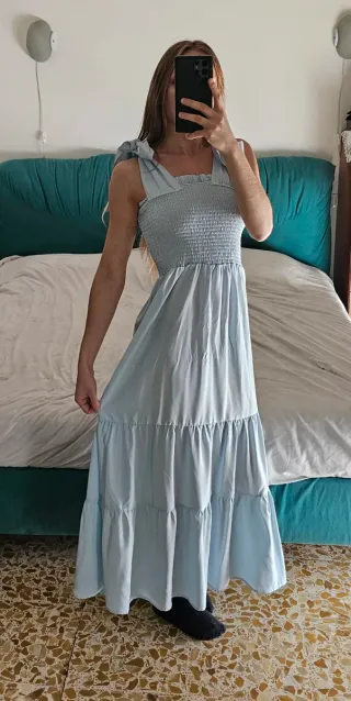 Abito lungo celeste taglia S, nuovo