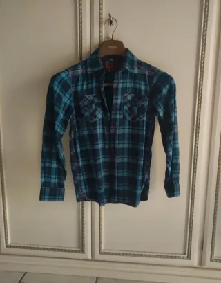 Camicia scozzese blu