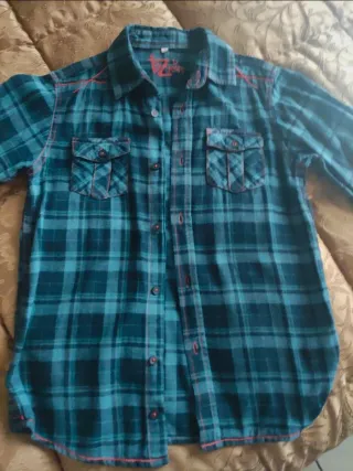 Camicia scozzese blu