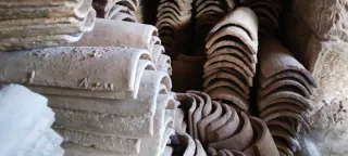 Tejas antiguas hechas a mano