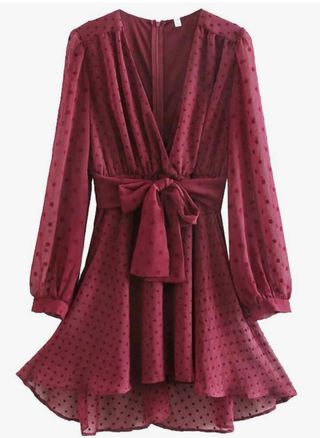 Vestido festivo tul rojo/morado