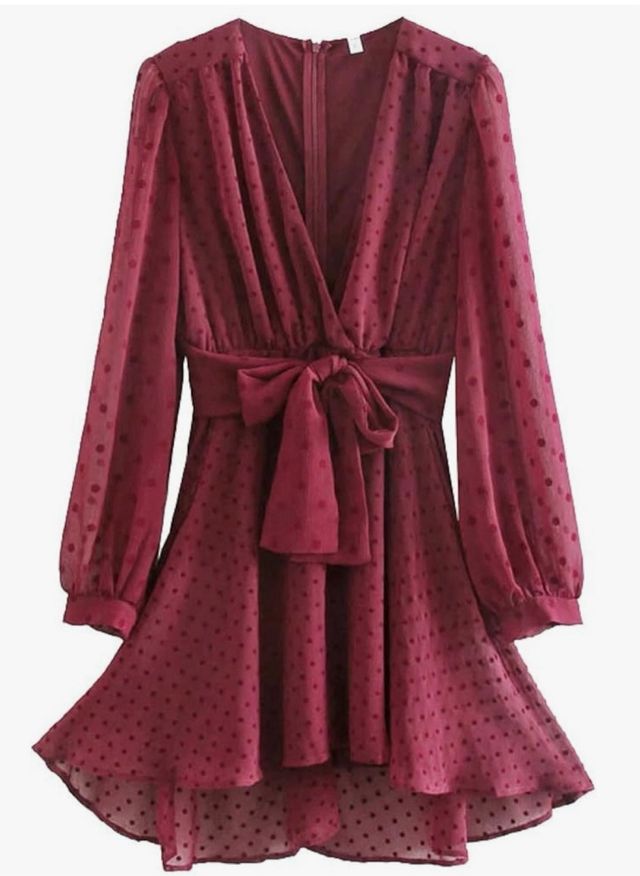 Vestido festivo tul rojo/morado