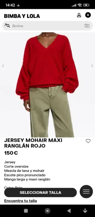 Jersey Bimba y Lola Rojo lana oversize