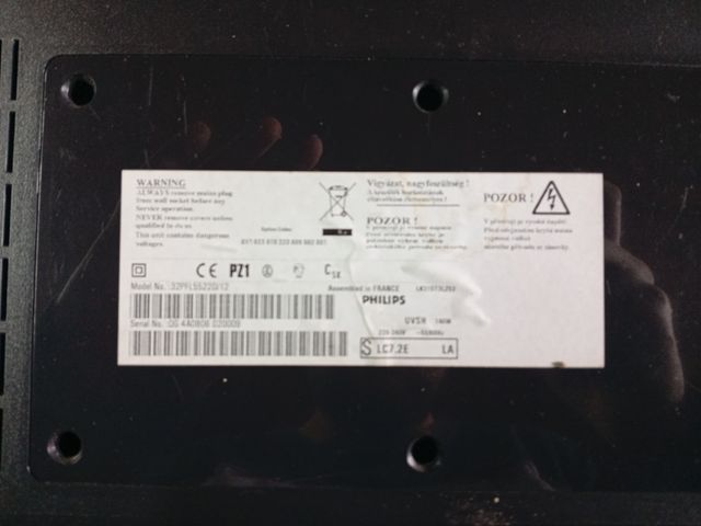 TV Philips 32PFL5522D/12 32 2007 (não liga)