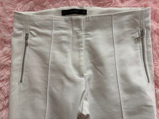 Pantalón Zara Talla S Blanco Cremalleras