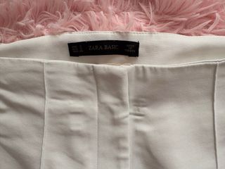 Pantalón Zara Talla S Blanco Cremalleras
