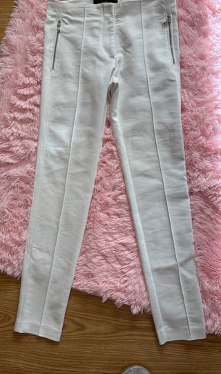 Pantalón Zara Talla S Blanco Cremalleras