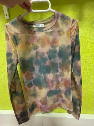 Top transparente estampado multicolor