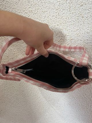 Bolso cuadros vichy rosa y blanco