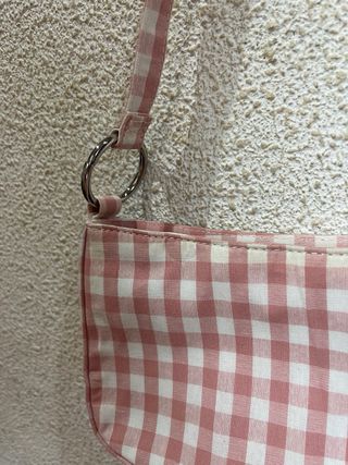Bolso cuadros vichy rosa y blanco