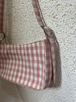 Bolso cuadros vichy rosa y blanco