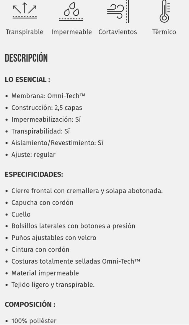 Chaqueta Columbia Negra Impermeable