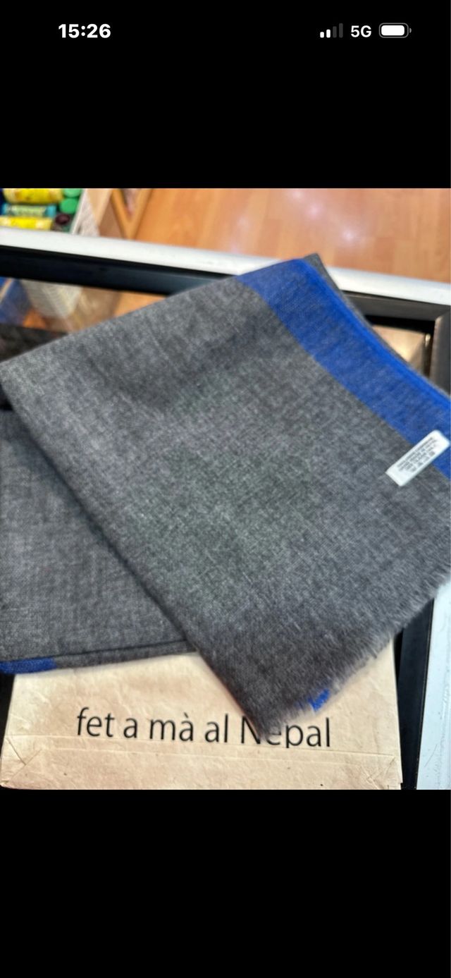 Bufanda de Cachemira/Pashmina Azul y Gris