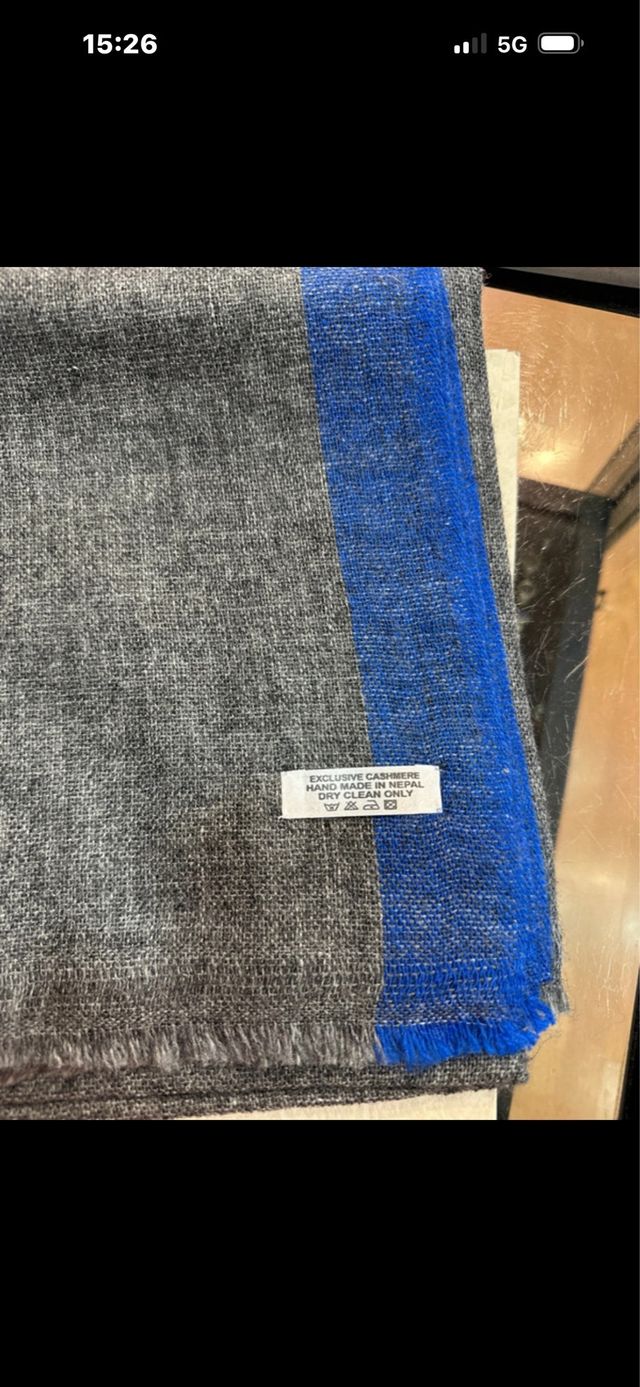 Bufanda de Cachemira/Pashmina Azul y Gris