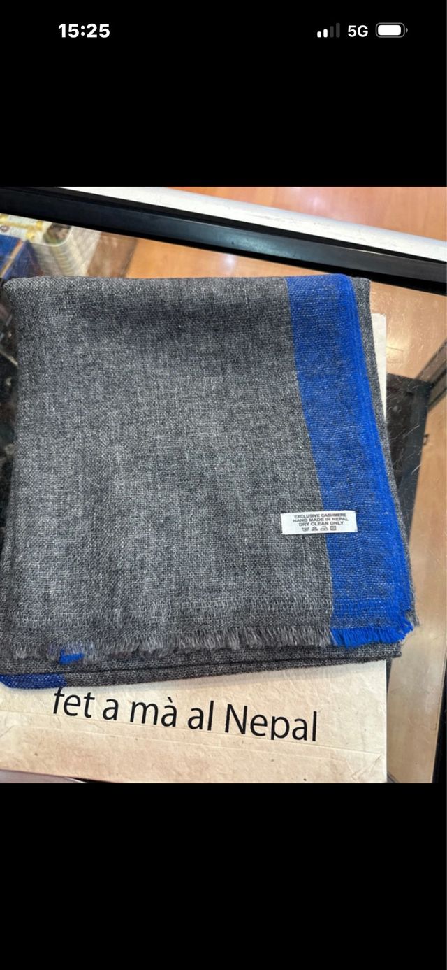 Bufanda de Cachemira/Pashmina Azul y Gris