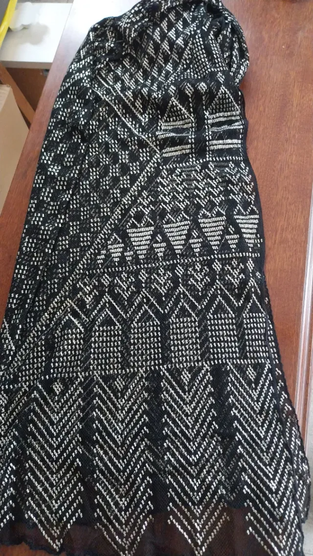 Mantón pañuelo hilo y plata