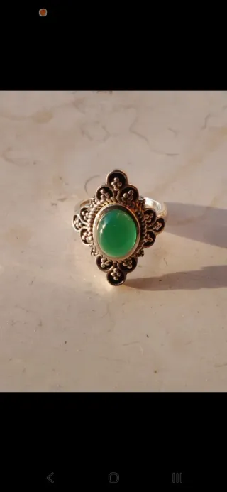 Anello Argento 925 con Pietra onice verde