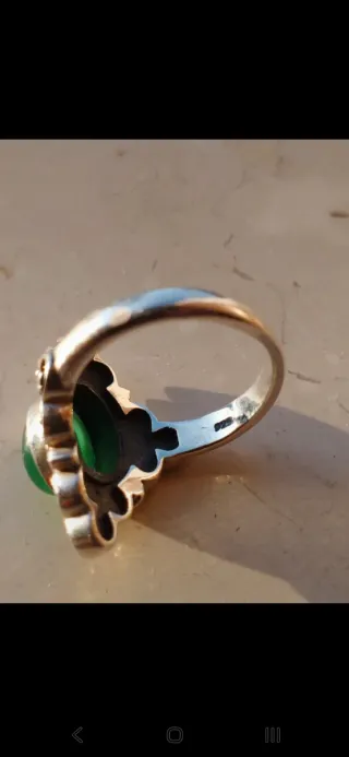 Anello Argento 925 con Pietra onice verde