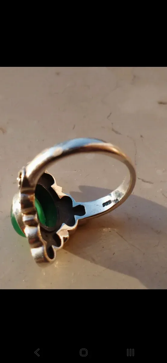 Anello Argento 925 con Pietra onice verde