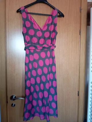 Vestido  lunares rosa y gris