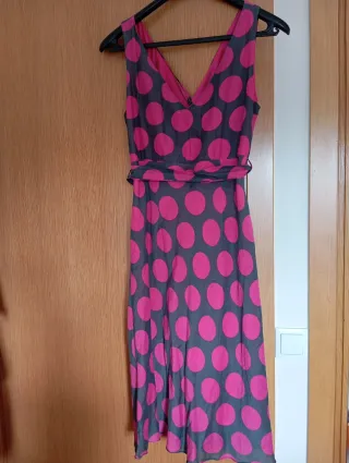 Vestido  lunares rosa y gris