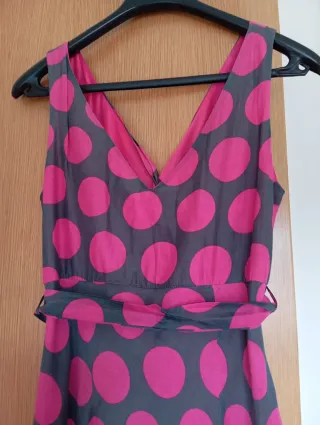 Vestido  lunares rosa y gris