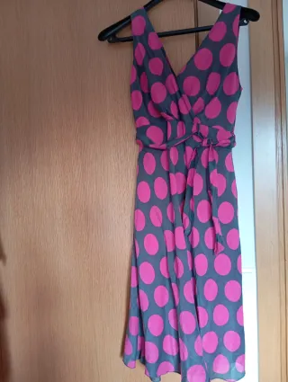 Vestido  lunares rosa y gris