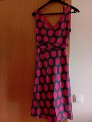 Vestido  lunares rosa y gris