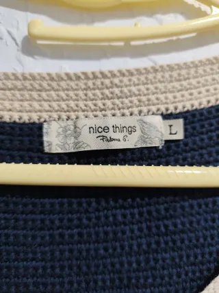 Vestido NICE THINGS azul y beige Talla L