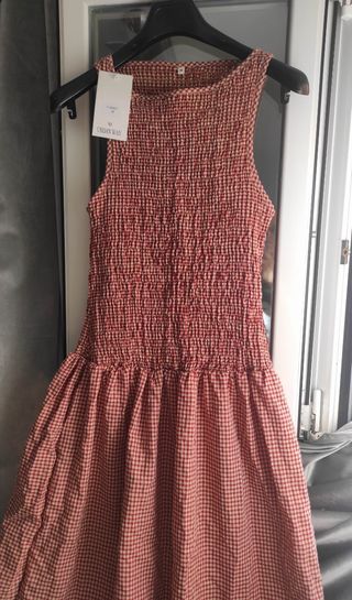 Vestido nido de abeja cuadros rojo talla M